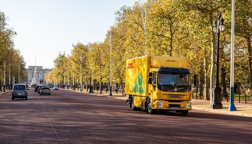 DHL truck in streets of London